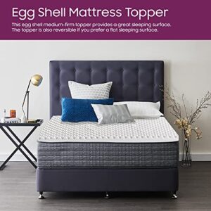 Mayton 1-Inch High Density Convoluted Egg Shell Breathable Foam Topper,Adds Comfort to Mattress, Queen Size