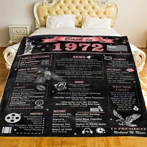 50th Birthday Blanket Gift for Women or Men Blanket, 60 * 79 inches Back in 1972 Blanket 50th Birthday Blanket Anniversary/Weeding/Decorations/Weeding Gift for Wife, Husband, Mom or Dad(1972 red)