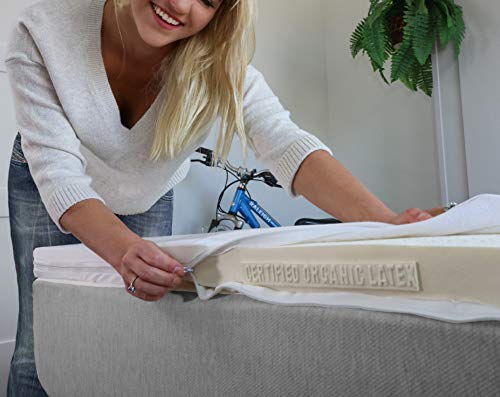 Organic 100% Natural Latex Mattress Topper - Soft - 2 Inch - Queen Size - Organic Cover Included.