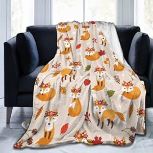 Cute Fox Blanket Soft Fleece Throw Blanket Cozy Fuzzy Warm Flannel Plush Throw Blankets for Couch Bed Sofa All Season Gift 50"X40"