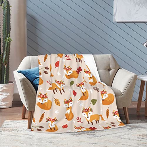 Cute Fox Blanket Soft Fleece Throw Blanket Cozy Fuzzy Warm Flannel Plush Throw Blankets for Couch Bed Sofa All Season Gift 50"X40"