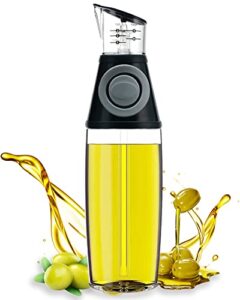 oil dispenser bottle, 17oz olive oil dispenser oil sprayer, clear glass refillable oil and vinegar dispenser bottle with measuring scale pump for kitchen, cooking, salads, baking frying, bbq (clear)