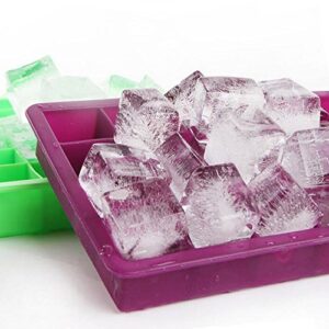 Ice Cube Tray, Silicone Square Ice Trays Easy Release Stackable Ice Cube Mold with Removable Lid, 24 Cavity (2 Pack, Purple)