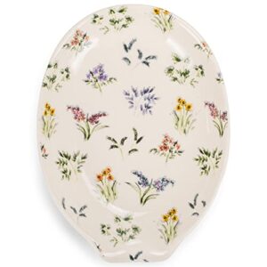 nat & jules dainty floral white 6 x 4 glossy ceramic oval countertop spoon rest