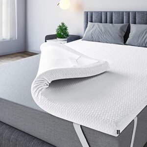 sleepmax 3 inch twin memory foam mattress topper - medium soft adds comfort - gel infused twin size foam mattress pad for mattress, foam bed topper with zippered cover