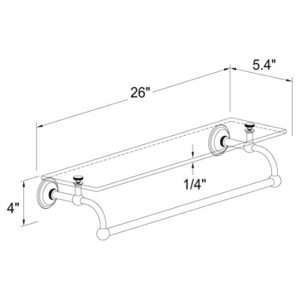 Ginger 2619T-24/PC London Terrace, Polished Chrome, 24" Glass Shelf w/Towel Bar