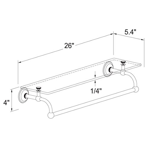 Ginger 2619T-24/PC London Terrace, Polished Chrome, 24" Glass Shelf w/Towel Bar