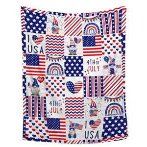 gnome blanket,4th july independence day throw blanket,american flag ultra soft flannel blanket for decor - warm,cozy,breathable,lightweight blanket for bed couch car,30"x40"-toddlers/pets size