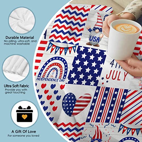 Gnome Blanket,4th July Independence Day Throw Blanket,American Flag Ultra Soft Flannel Blanket for Decor - Warm,Cozy,Breathable,Lightweight Blanket for Bed Couch Car,30"x40"-Toddlers/Pets Size