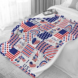 Gnome Blanket,4th July Independence Day Throw Blanket,American Flag Ultra Soft Flannel Blanket for Decor - Warm,Cozy,Breathable,Lightweight Blanket for Bed Couch Car,30"x40"-Toddlers/Pets Size