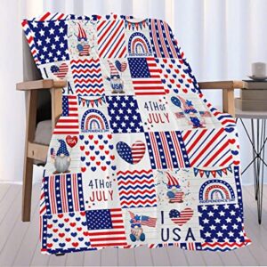 Gnome Blanket,4th July Independence Day Throw Blanket,American Flag Ultra Soft Flannel Blanket for Decor - Warm,Cozy,Breathable,Lightweight Blanket for Bed Couch Car,30"x40"-Toddlers/Pets Size