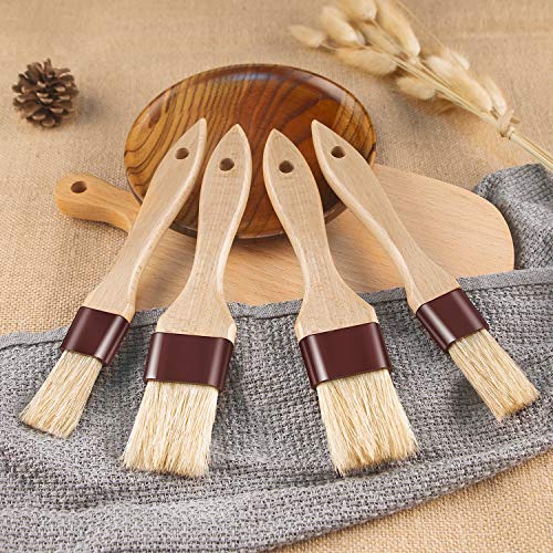 Pastry Brushes for Baking Basting Brush with Boar Bristles and Beech Hardwood Handles Culinary Oil Brush for Barbecue Butter Grill BBQ Sauce Baster Marinade Kitchen Food Cooking Brushes (1/1.5-2PCS)