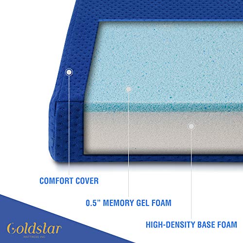 Gold Star Tri-Folding Gel Memory Foam Mattress, 25 x 75 Inches - 3-Inch Gel-Infused Cooling Mattress Topper, Cot Pad, Guest Bed - Portable Floor Mattress with Soft, Removable, and Washable Cover