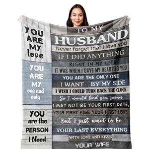 poqush gift for him/husband/men,husband birthday gift, fathers day anniversary valentines gifts for husband, husband gifts from wife, romantic presents i love you gifts blanket 60''x50''