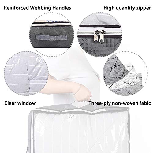 Vieshful 8 Pack Underbed Storage Bags 75L Foldable Clothes Bag Large Capacity Storage Containers with Clear Window Reinforced Handles Zippered Organizer Non-Woven for Comforters Blankets Bedding Stora