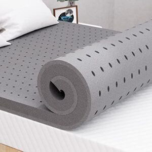 maxzzz 3 inch mattress topper twin size, firm bamboo memory foam cooling bed mattress topper, ventilated mattress pad certipur-us certified plush
