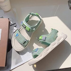 Memory Foam Sandals for Women Size 12 2023 Summer Fashion Outerwear Flat Bottom All Student Beach Non Slip Soft Bottom Sports Female Sandals (Green, 6.5)