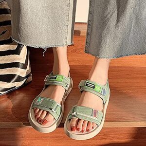 Memory Foam Sandals for Women Size 12 2023 Summer Fashion Outerwear Flat Bottom All Student Beach Non Slip Soft Bottom Sports Female Sandals (Green, 6.5)