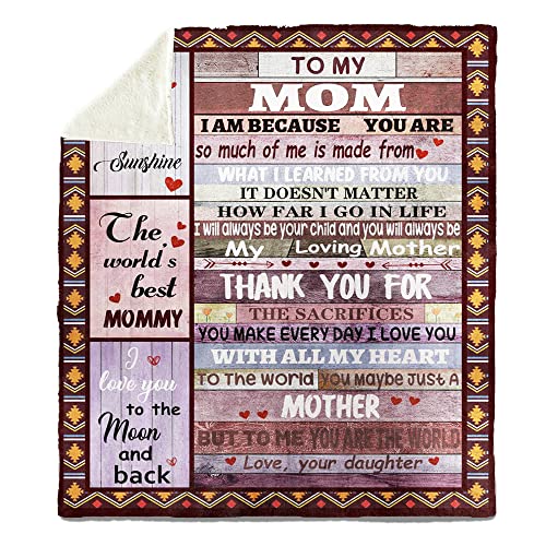 to My Mom from Daughter You are My Sunshine Ultra-Soft Micro Fleece Throws Blanket for Sofa Couch Chair Bedroom Christmas Birthday Gift (to My Mom, 60 in x 50 in)