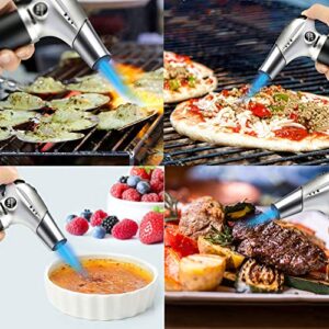 Blow Torch, Professional Kitchen Cooking Torch with Lock Adjustable Flame Refillable Mini Blow Torch Lighter for BBQ, Baking, Brulee Creme, Crafts and Soldering(Butane Gas Not Included)