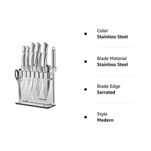 Knife Set, 14 PCS High Carbon Stainless Steel Kitchen Knife Set for Chef, Super Sharp Knife Set with Acrylic Stand, include Steak Knives, Sharpener and Scissors, Ergonomical Design by kincano