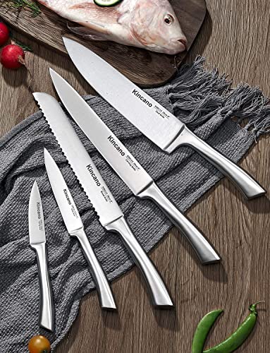 Knife Set, 14 PCS High Carbon Stainless Steel Kitchen Knife Set for Chef, Super Sharp Knife Set with Acrylic Stand, include Steak Knives, Sharpener and Scissors, Ergonomical Design by kincano