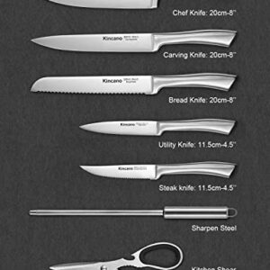 Knife Set, 14 PCS High Carbon Stainless Steel Kitchen Knife Set for Chef, Super Sharp Knife Set with Acrylic Stand, include Steak Knives, Sharpener and Scissors, Ergonomical Design by kincano