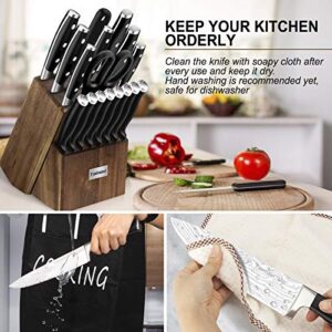 Knife set, 23 Pcs Kitchen Knife Set with Block & Sharpener Rod, High Carbon Stainless Steel Chef knife set, Ultra Sharp, Full-Tang Design