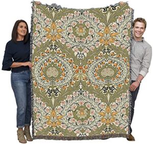 pure country weavers william morris eden blanket - arts & crafts - gift tapestry throw woven from cotton - made in the usa (72x54)