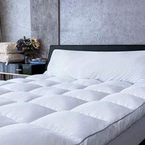 Mattress Topper Queen Cooling Plush Pillow Top Mattress Toppers Feather Bed Topper, Marine Moon Hotel Quality Down Alternative Pillow Topper 3 Inch Extra Thick Soft Mattress Topper Pad for Back Pain