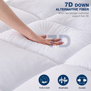 Mattress Topper Queen Cooling Plush Pillow Top Mattress Toppers Feather Bed Topper, Marine Moon Hotel Quality Down Alternative Pillow Topper 3 Inch Extra Thick Soft Mattress Topper Pad for Back Pain