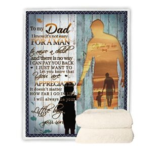 dad gifts fathers day birthday gifts from son throw blanket,gifts for dad,soft fluffy sherpa warm throw blankets for bed, office and couch