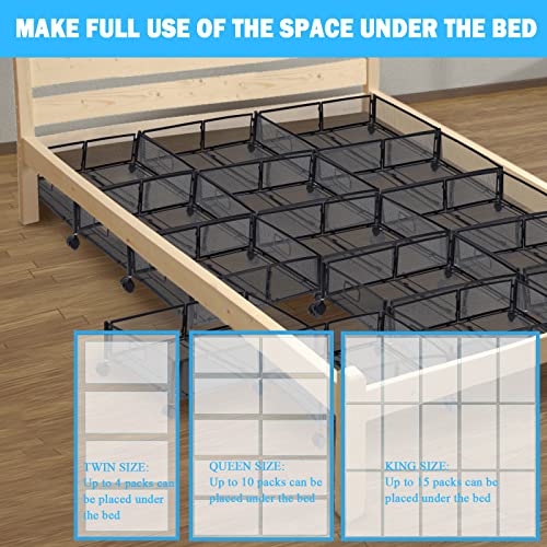 Under Bed Storage with Wheels, 2 Pack Foldable Under Bed Shoe Storage Containers Drawer Underbed Rolling Storage Organizer for Clothes Toys Shoes