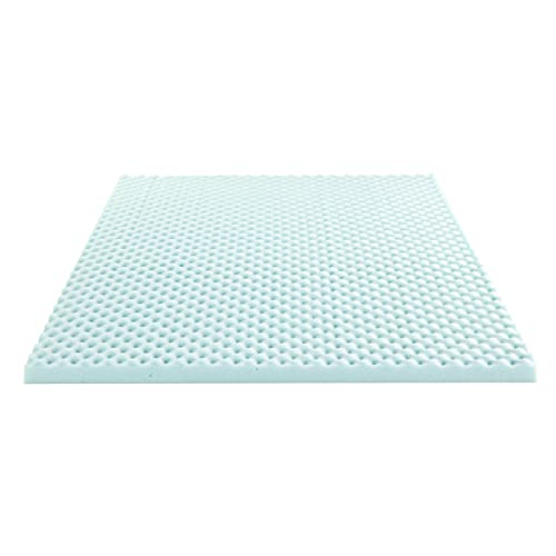 Best Price Mattress 4 Inch Egg Crate Memory Foam Mattress Topper with Cooling Gel Infusion, CertiPUR-US Certified, Queen Light Blue