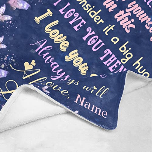 CUXWEOT Custom Blanket with Name Personalized to My Cousin Butterfly Soft Fleece Throw Blanket for Gifts (50 X 60 inches)