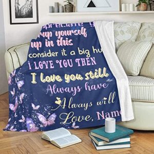 CUXWEOT Custom Blanket with Name Personalized to My Cousin Butterfly Soft Fleece Throw Blanket for Gifts (50 X 60 inches)