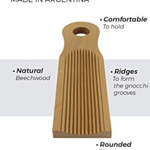 Rounded Gnocchi Board Paddle, Unique Curved Design for Handmaking Italian Gnocchi Pasta. Perfect Ridges that Form the Grooves on the Gnocchi. Easy to Use and Clean. Gnocchi Party at Home.