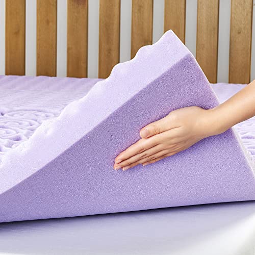 Mellow 3 Inch 5-Zone Memory Foam Mattress Topper, Soothing Lavender Infusion, Queen