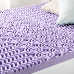 Mellow 3 Inch 5-Zone Memory Foam Mattress Topper, Soothing Lavender Infusion, Queen