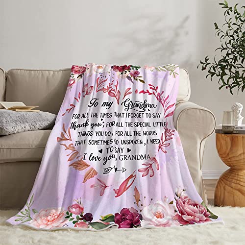 Unibyby Grandma Blanket, Grandma Gifts Cozy & Soft Throw Blanket from Grandkids, Nana Gifts from Granddaughter, Grandma Birthday Gifts from Grandchildren, for Grandma, 50" x 60"