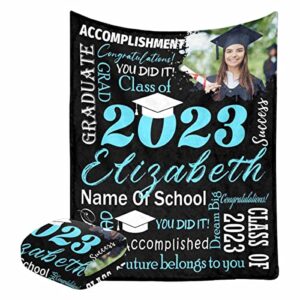 m yescustom custom name 2023 graduation blankets with photo for son daughter kids personalized for him her class of 2023 seniors students 50"x60"