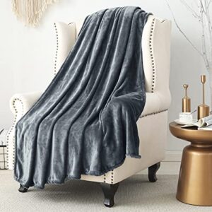se softexly super soft flannel fleece blankets throw size (grey, 50"x60"), lightweight cozy throw blankets for all season, warm bedding blanket for home bed, sofa & dorm