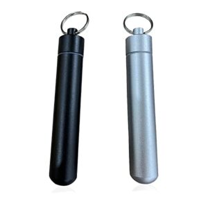 acoiay portable toothpick holder stainless steelaluminum waterproof,toothpick case travel pocket3 pieces with keychain, foroutdoor picnic and camping(a) (stainless steel)