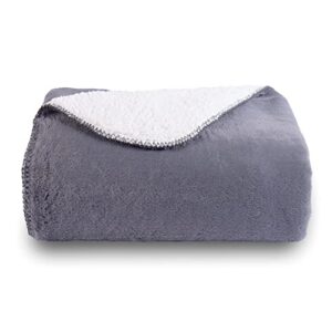 sochow premium thick sherpa fleece throw blanket, soft and warm winter blanket, 60 × 80 inches, grey