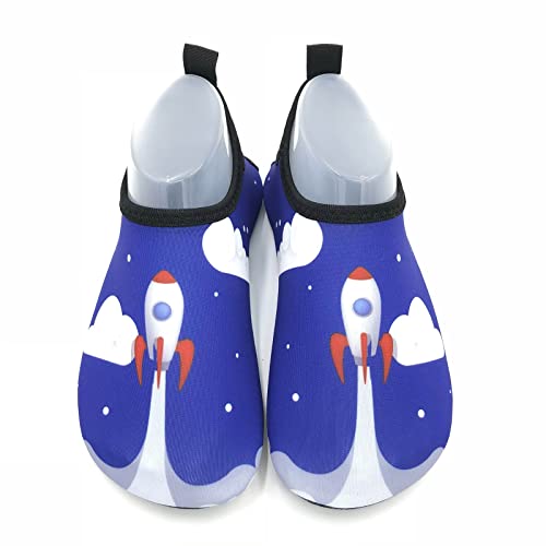 Children Thin and Breathable Swimming Shoes Water Park Cartoon Rubber Soled Beach Socks Shoes Size 4 Toddler Sneaker (Blue, 12-18 Months)