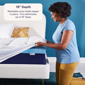 Sleep Innovations Dual Layer 4 Inch Memory Foam Mattress Topper, Queen Size, Medium Support, 2 Inch Cooling Gel Memory Foam Plus 2 Inch Pillow Top Cover