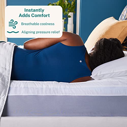 Sleep Innovations Dual Layer 4 Inch Memory Foam Mattress Topper, Queen Size, Medium Support, 2 Inch Cooling Gel Memory Foam Plus 2 Inch Pillow Top Cover