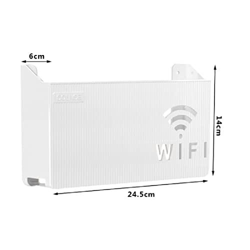 Wall Mounted Wireless WiFi Router Shelf Storage Box, ABS Plastic Cable Storage Box, Hanging Power Decor Stripe Bracket Box for Home Room Power WiFi Router Art Shelf Decor