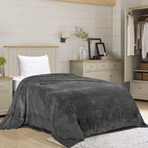 Utopia Bedding Fleece Blankets Bundle Pack of Grey and Navy Twin Size Bed Blankets