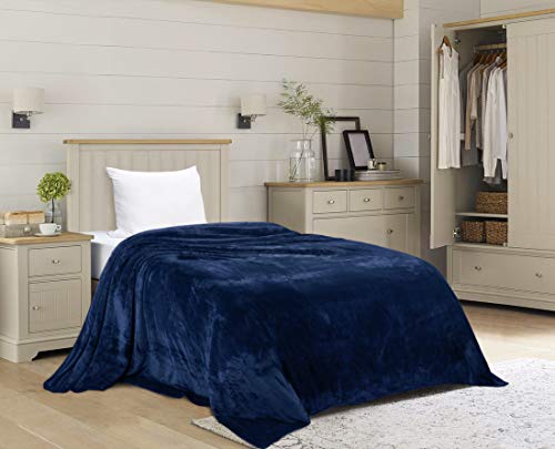 Utopia Bedding Fleece Blankets Bundle Pack of Grey and Navy Twin Size Bed Blankets